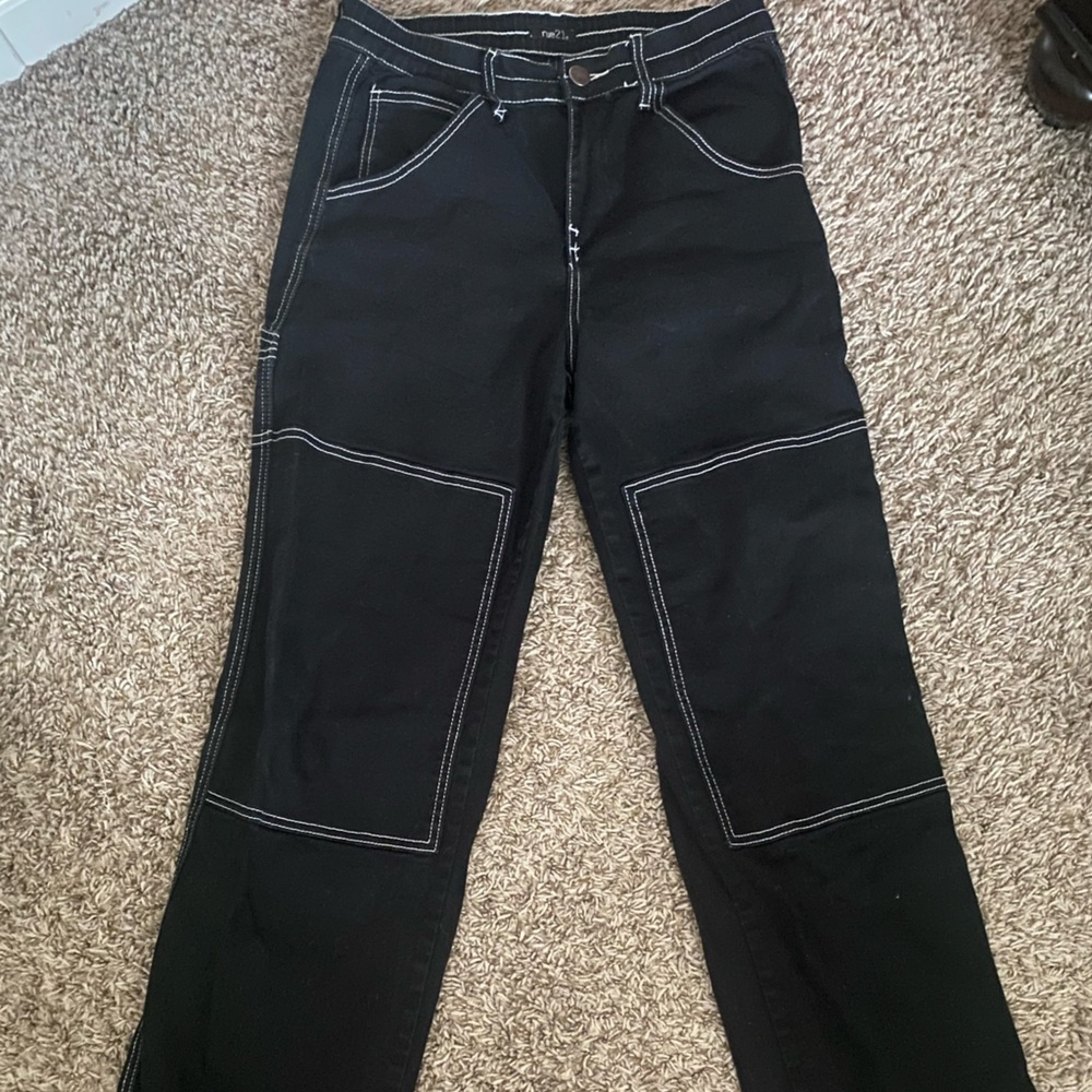 Black cargo pants with white Stiches
